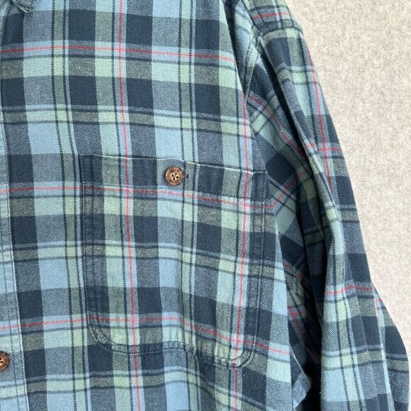 Men's Duluth Trading Company 2XL Blue Plaid Flannel Long Sleeve Shirt Button - Picture 6 of 13